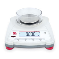 Photograph of Ohaus Navigator NV Portable Electronic Scales w/ Touchless Sensor, round top with draftshield (models NV123, NV223 and NV323)
