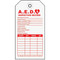 A  photograph of a card-stock 13003 emergency defibrillator (AED) inspection tag, with 10 per package.