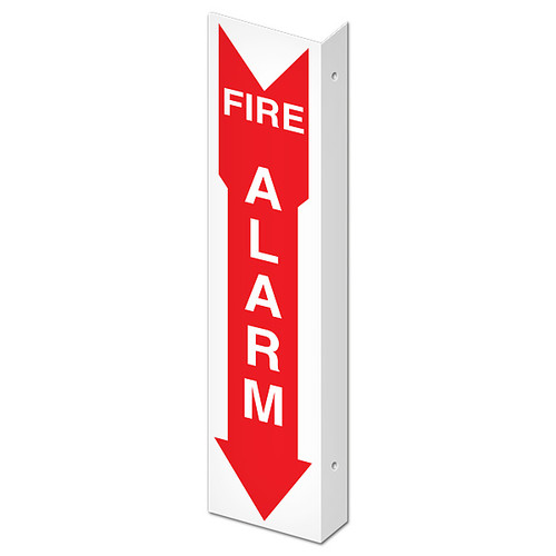 Picture of the Double-Sided Fire Alarm Wall-Projecting L-Sign, 4" w x 18" h.