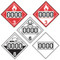 A pictogram of the 5-legends that are supplied with 03175 5-legend DOT and TDG flip placard system with rotating UN/NA numbers.