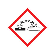 A photograph of a 03603 GHS corrosion pictogram labels.