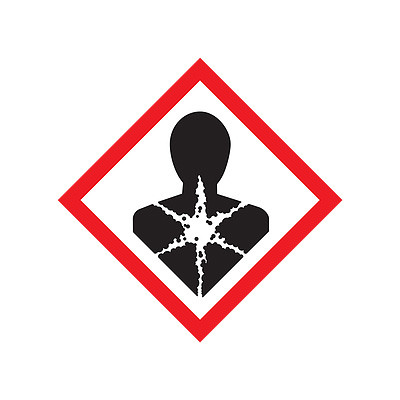 A photograph of a 03606 GHS health hazard pictogram label.