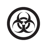 A photograph of a 03609 GHS biohazard pictogram label.