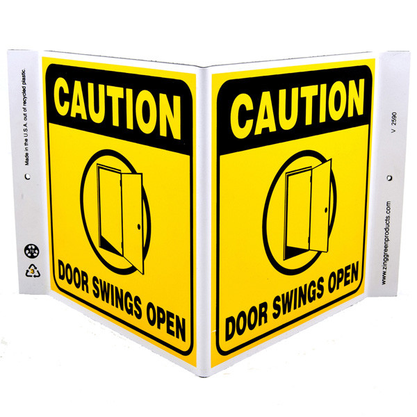 Caution Door Swings Open Wall Projecting V Sign W Door Icon