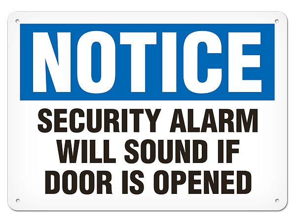 Notice Security Alarm Will Sound If Door is Opened Vinyl Label Decal Work Site OSHA Notice Sign  Made in The USA Protect Your Business 