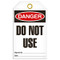 A photograph of front of a 07086 tag reading danger do not use.