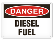 A photograph of a 01558 danger, diesel fuel OSHA sign.