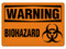 A photograph of a 01576 warning biohazard OSHA sign wit biohazard symbol.