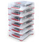 Photograph of 6 Stacking Cover Kits For Ohaus Scout® Balances, left facing, containing balances (not included).