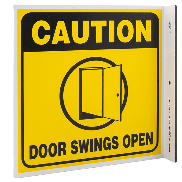 Caution Door Swings Open Wall Projecting L Sign W Door Icon