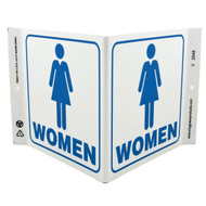 Photograph of the Womens Room Wall-Projecting V-Sign w/ Icon.