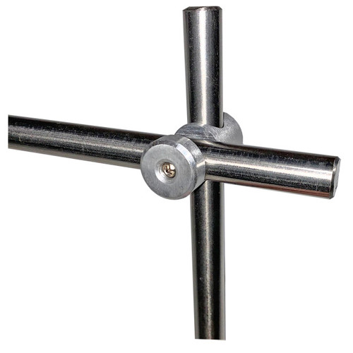 A picture of an AAP153 90° Rod Connector and Clamp Holder with two 1/2" rods installed (sold separately).