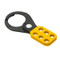 A photograph of a 07351 1.5" yellow dipped steel lockout hasp.