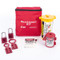 A photograph of a fully equipped 07035 Zing Recyclockout™ lockout tagout plug pouch kit, with aluminum padlocks. 