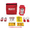 A photograph of a large fully equipped 07038 forklift safety/lockout kit.