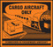 A photograph of an orange and black 12332 hazardous material shipping label, reading cargo aircraft only with illustration.