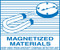 A photograph of a blue and white 12334 hazardous material shipping label, reading magnetized materials with illustration.