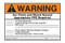 A photograph of an orange and white 07322 ANSI warning arc flash label and signs with user information blanks.