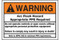 A photograph of an orange and white 07328 ANSI warning arc flash label and sign with detailed text instructions.