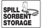 A photograph of a black and white 40000 spill sorbent storage sign with icon.