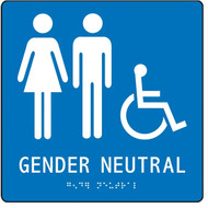 ADA Braille Tactile Restroom Signs, GENDER NEUTRAL w/Female, Male and Accessibility Icons
