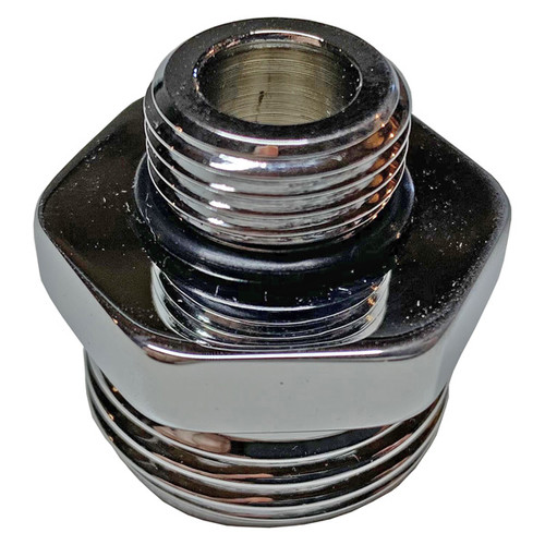 A photograph of a top oblique view of the BO057 Male Garden Hose Adapter for WaterSaver Laboratory Faucets and Valves.