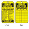 A photograph of front and back of a yellow 12286 forklift inspection tag.