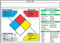 A photograph of a 01245 NFPA label with route of entry, health hazard, physical hazard, and target organ checkboxes.