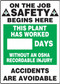 A photograph of a 06305 this plant has worked __ days without an osha recordable injury write-a-day dry erase safety scoreboards.