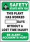 A photograph of a 06304 this plant has worked __ days without a lost time injury write-a-day dry erase safety scoreboards.