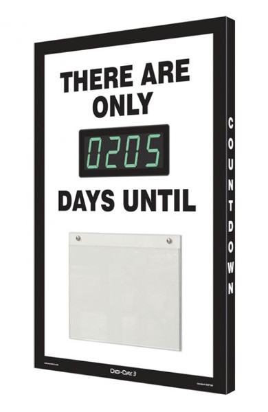 A photograph of a 06218 Countdown Digi-Day® 3 Electronic Scoreboard: There Are Only ____ Days Until, Black