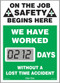 A photograph of a 06231 mini digi-day® safety scoreboard: we have worked ____ days without a lost time accident.