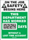 A photograph of a 06232 mini digi-day® safety scoreboard: this department has worked ____ days without a lost time accident.