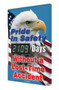 A photograph of a 06336 digi-day® 3 electronic scoreboard: pride in safety - ____ days without a lost time accident w/eagle.