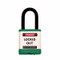 A photograph of a green 07025 zing 700 solid aluminum, plastic-encased safety padlock, with 1.5" shackle. 