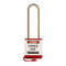 A photograph of a 07026 Zing 800 solid aluminum, plastic-encased safety padlock, with 3" shackle. 