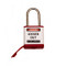 A photograph of a 07026 Zing 800 solid aluminum, plastic-encased safety padlock, with 1.5" shackle.