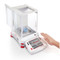 Photograph of Ohaus Explorer® Analytical Balance, right facing, demonstrating optional automatic doors.