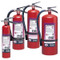 A group photograph of (left to right) Badger 2.5, 5, 10, and 20 pound Extra Purple K Dry Chemical Fire Extinguishers.