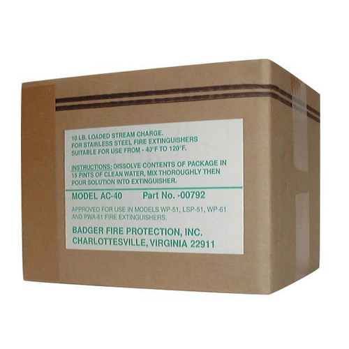 A photograph of the box that the Badger AC-40 anti-freeze dry charge comes in.
