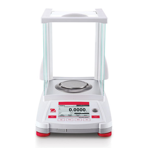 Photograph of Ohaus Adventurer® Analytical Balance with draft shield closed, front facing.