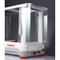 Photograph of Ohaus Adventurer® Analytical Balance with draft shield  open, rear view, demonstrating space-saving draftshield.