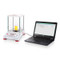 Photograph of Ohaus Pioneer® Analytical Balance with laptop connection (not included).