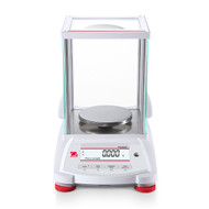 Photograph of Ohaus Pioneer® Precision Balance with draft shield, front facing. 