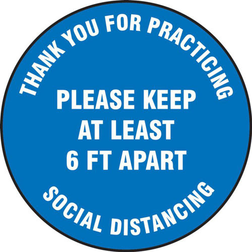 Social Distancing Awareness Sign FSD-2690-3 Plastic Maintain 6 Feet Apart Wall Sign Supply360Thank You for Practicing Social Distancing Pack of 3 7 x 7 x .06 