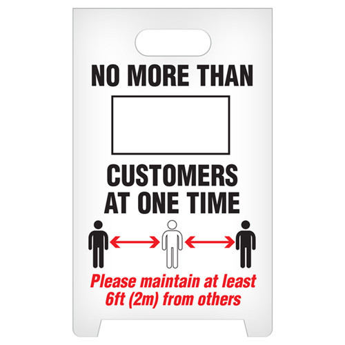 A Frame Standing Floor Sign Please Wait Outside Or In Your Vehicle Call