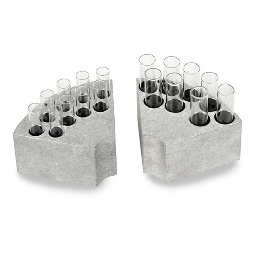 Photograph of various Sectional Test Tube Blocks for Ohaus Guardian Hotplate Stirrers holding test tubes (not included). 