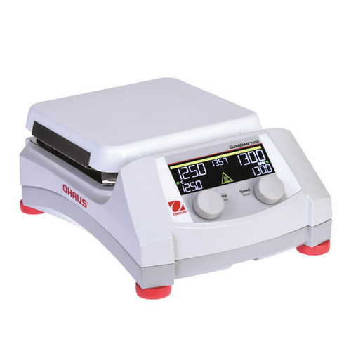 Photograph of Ohaus Guardian™ 7000  7" x 7" ceramic top,  hotplate stirrer, right facing.