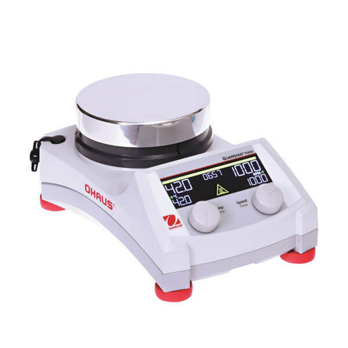 Photograph of Ohaus Guardian™ 7000 Round Top Hotplate Stirrer, right facing.