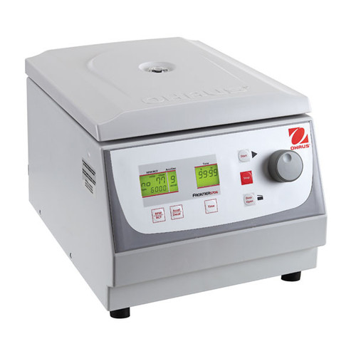 Photograph of Ohaus Frontier™ 5706 Multi-Function Centrifuge, right facing, lid closed.